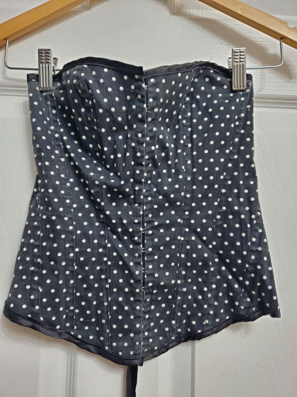 Seductions Strapless Black Polka Dot Corset Top - SIZE S (Damaged)